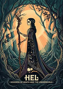 Hel Goddess Of Death And The Underworld Norse Mythology Illustration Graphic Art