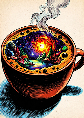 Coffee Universe Cosmic Cup Art