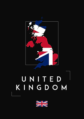 United Kingdom Map Flag