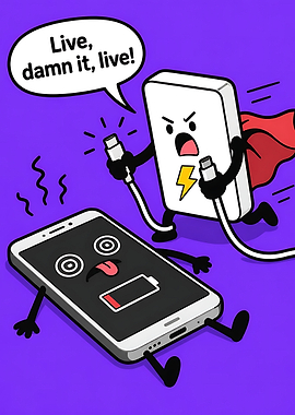 Funny Power Bank Resuscitating Dead Phone