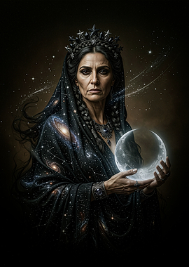 Nyx Celestial Goddess Holding the Moon