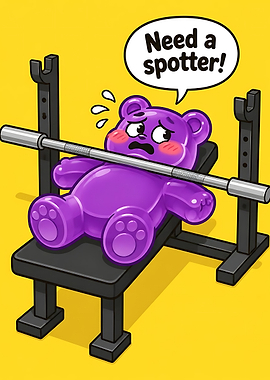 Funny Gummy Bear Weightlifting