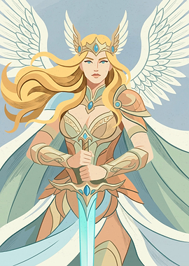 Valkyrie Warrior Goddess Fantasy Art Digital Illustration Clear Brush Strokes