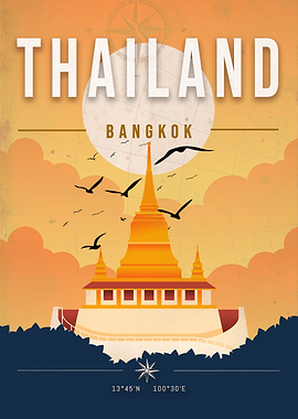 Thailand Bangkok Travel Poster