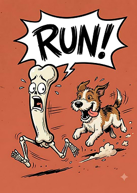 Scared Bone Running From Dog