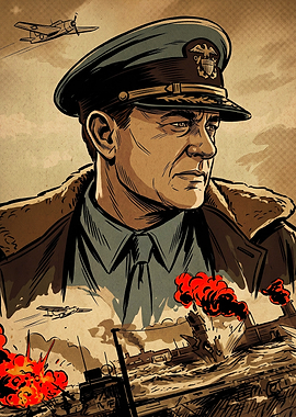 Military Commander Retro War Poster