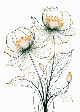 Elegant Line Art Floral Illustration