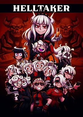 Helltaker Game Character Ensemble Poster