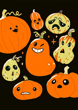 Pumpkin Butt Patch Illustration