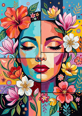 Abstract Floral Portrait of a Woman