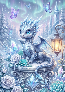 Cute Baby Ice Dragon Fantasy Art