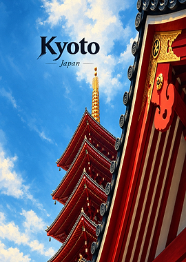Kyoto Japan Temple Travel Poster