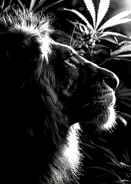 Majestic Lion Profile in Black and White