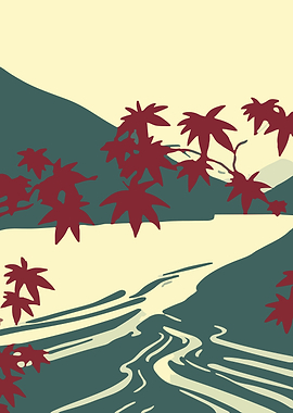 Autumn Maples Over the River