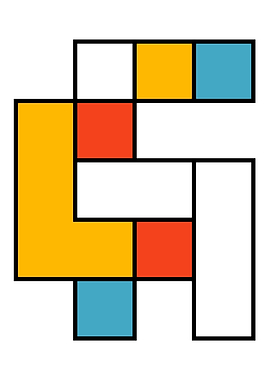 Geometric Mondrian-Style Abstract Composition