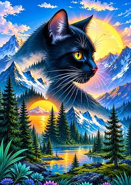 Majestic Black Cat Mountain Landscape