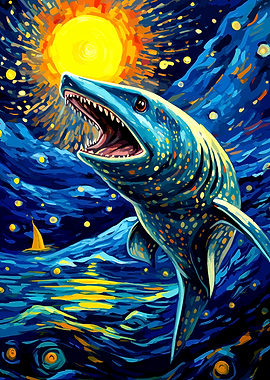 Van Gogh Style Shark Painting