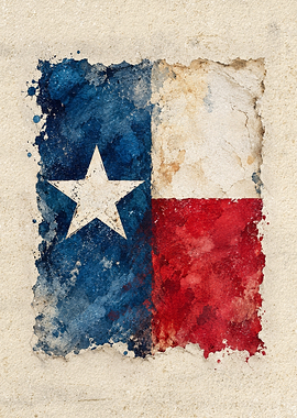 Texas Flag Watercolor Art