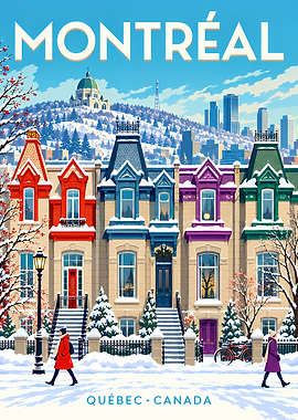 Montreal Winter Cityscape Travel Poster