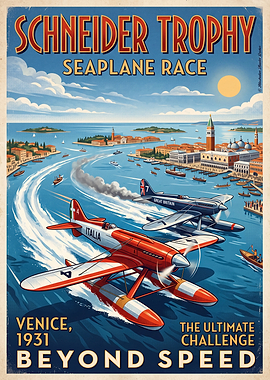 Vintage Schneider Trophy Seaplane Race Poster