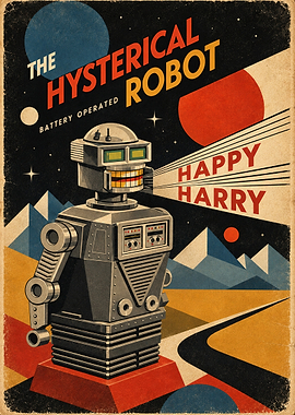 Vintage Hysterical Robot Poster
