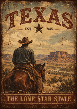 Vintage Texas Lone Star State Poster