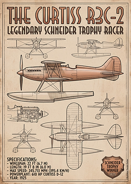 Curtiss R3C-2 Schneider Trophy Racer Blueprint
