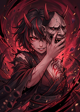 Hannya Masked Samurai Demon Girl