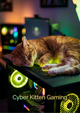 Ginger Cat Sleeping on Gaming PC