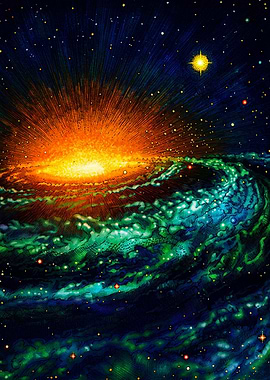 Vibrant Cosmic Galaxy Explosion