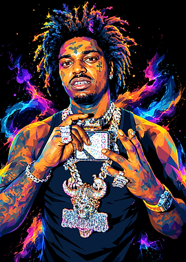 Kodak Black Colorful Pop Art Portrait