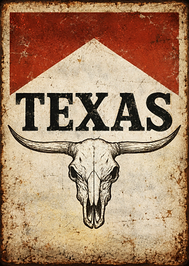 Vintage Texas Longhorn Skull Poster