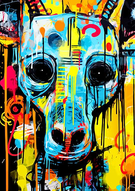 Abstract Graffiti Style Giraffe Portrait