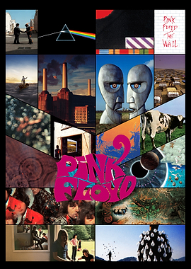 Pink Floyd Album Cover Collage Poster