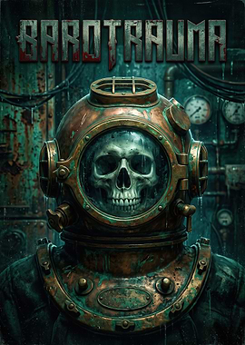 Barotrauma Game Poster with Skull Diver