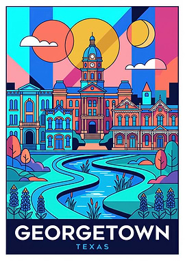 Georgetown Texas Travel Poster Art