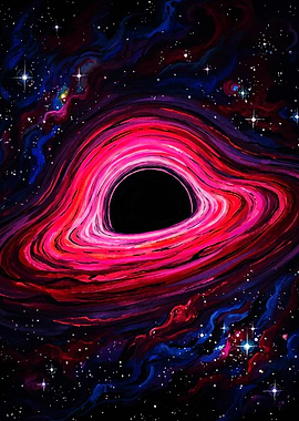 Vibrant Red and Blue Black Hole