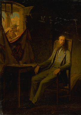 Man Seated in Darkened Room