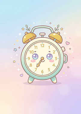 Cute Kawaii Alarm Clock Illustration