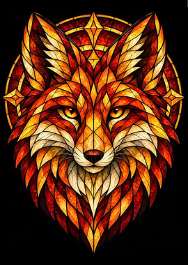 Stained Glass Fox Portrait