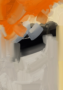 Abstract Orange and Grey Brushstrokes