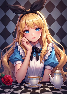 Alice in Wonderland Tea Party Illustration