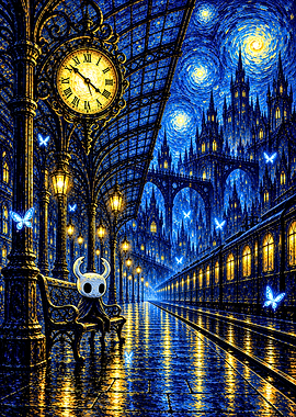 Hollow Knight at Starry Train Station