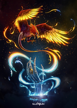 Illenium Phoenix and Skeleton Hand Art