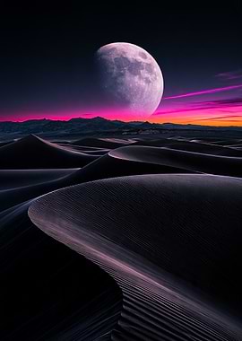 Surreal Moonlit Desert Landscape