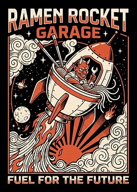 Ramen Rocket Garage Graphic Design