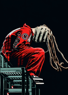 Depressed Baseball Player in Red Uniform
