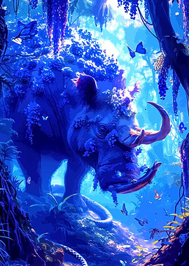 Mystical Blue Forest Rhino