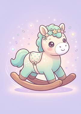 Cute Pastel Rocking Horse Illustration