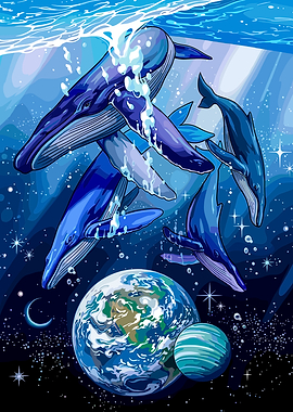Whales Swimming Through Cosmic Space